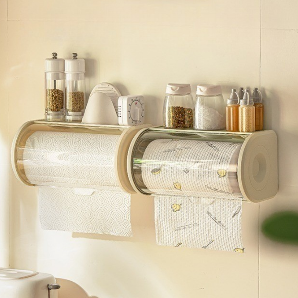 이놀 2in1 무타공 키친타올걸이 키친타월 거치대 케이스 홀더 스탠드 영양제 보관함 정리함 수납함