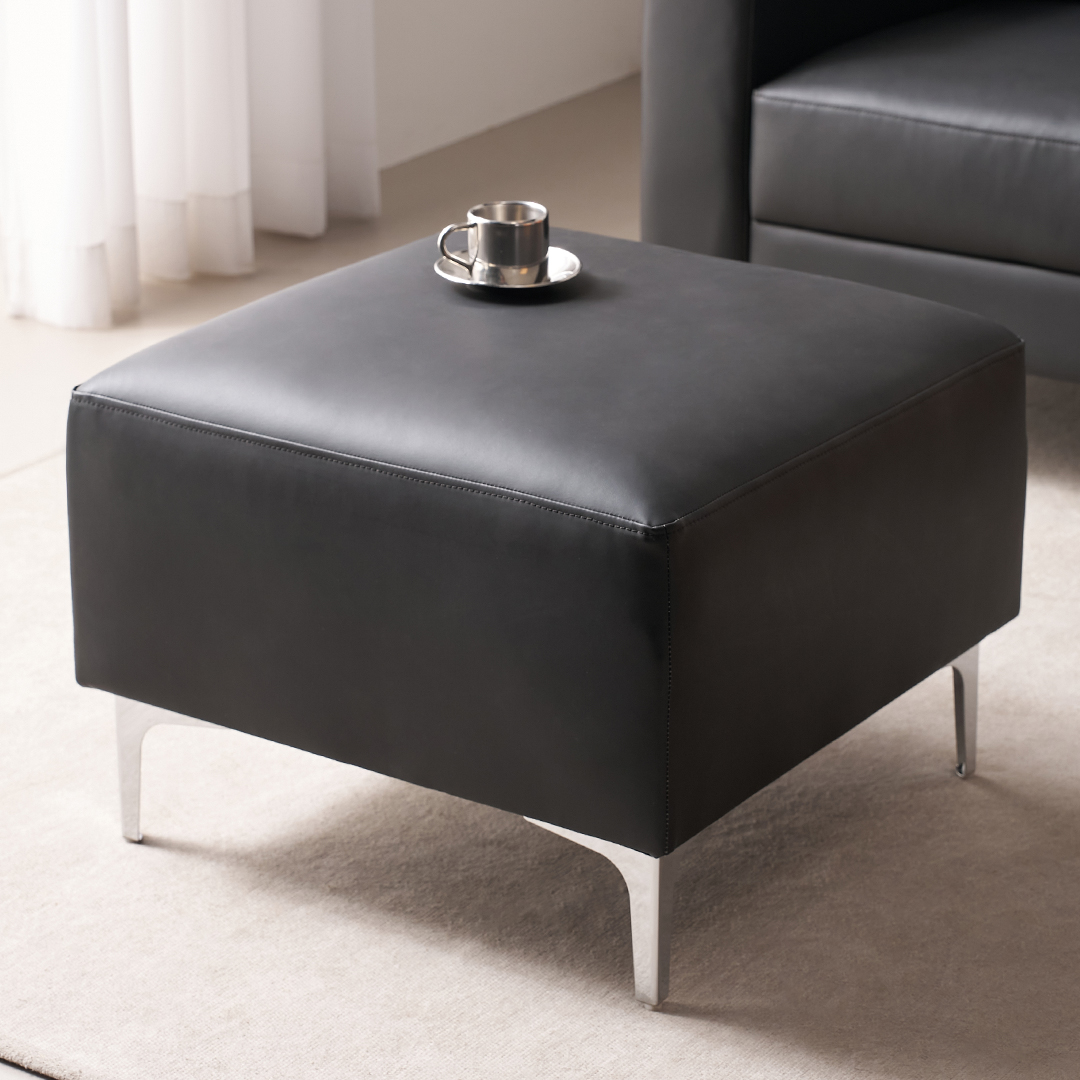 수오 데이 실리콘가죽 소파 스툴 비건레더 이지클린 호텔 로비 중역 발받침 카페 블랙 브라운