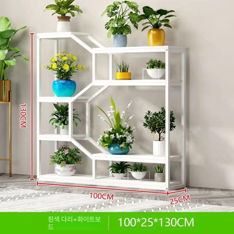다층 철제 원목 화분 정리대 진열대 선반 받침대 전시 수납 검정프레임 화이트보드 80 - 상세 이미지 2