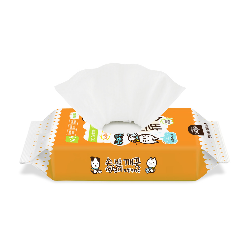 에티펫 강아지물티슈 손발엉덩이 깨끗 도톰한 티슈 40매, 10팩 - 상세 이미지 5