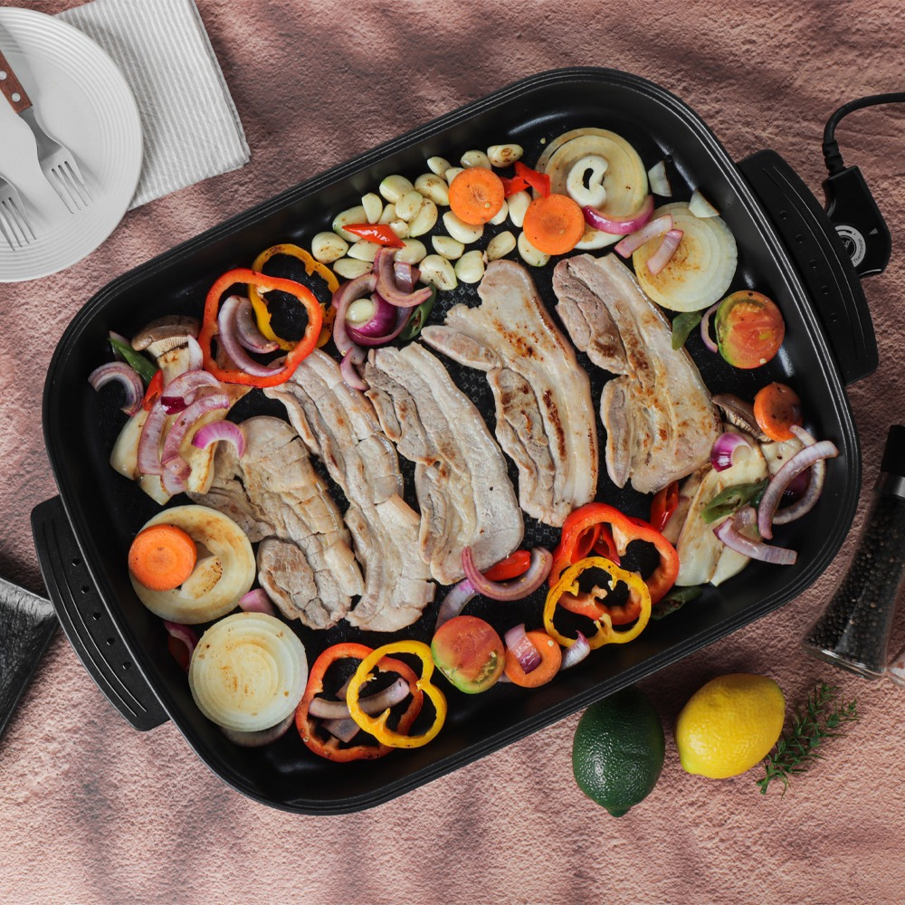 몽비오스 국산 전기 후라이팬 다이아몬드 코팅 61cm 대형 사각 프리미엄 잔치팬 전 팬