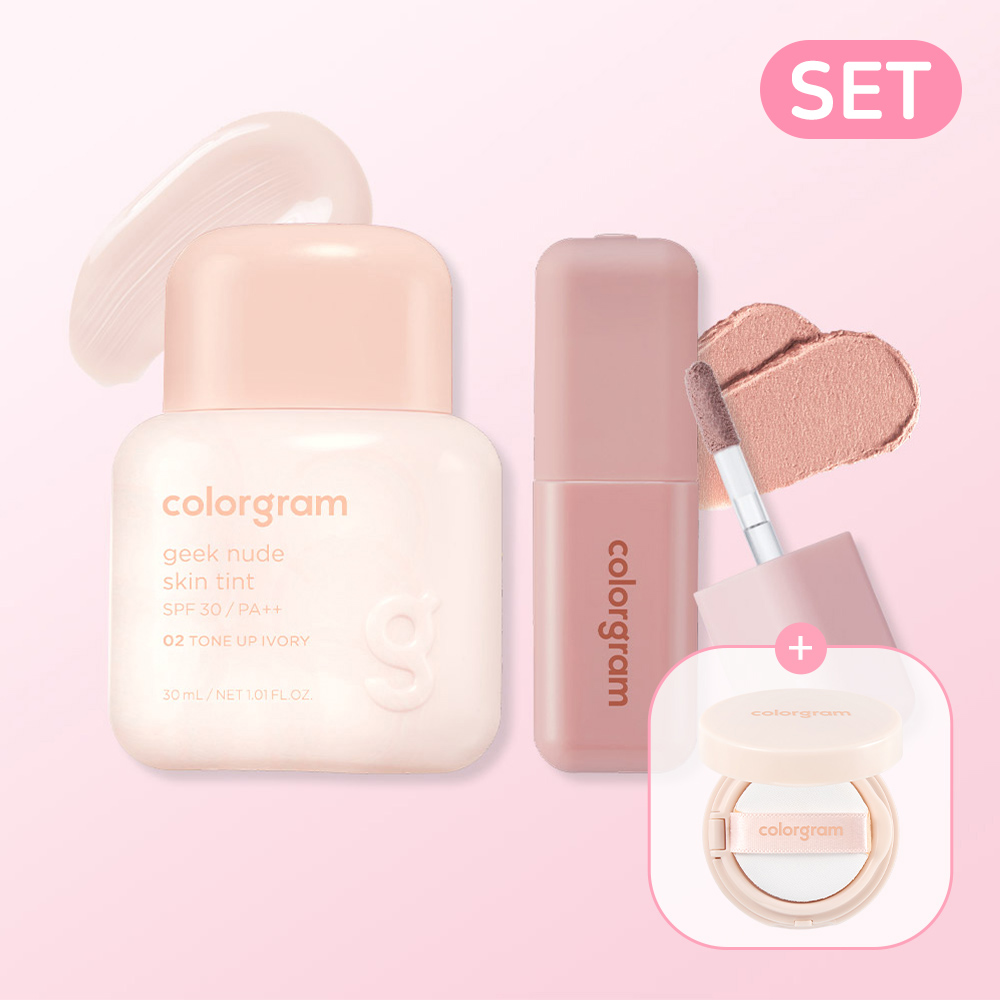 [SET] 컬러그램 긱 누드 스킨 틴트 30ml + 긱 누드 컬러 커버 틴트 5g 2종 세트 / SPF 30 PA++