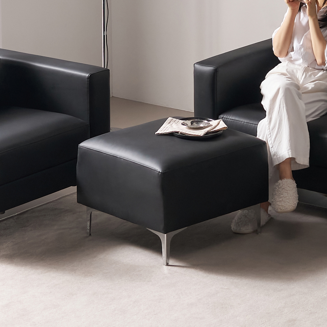 수오 데이 실리콘가죽 소파 스툴 비건레더 이지클린 호텔 로비 중역 발받침 카페 블랙 브라운