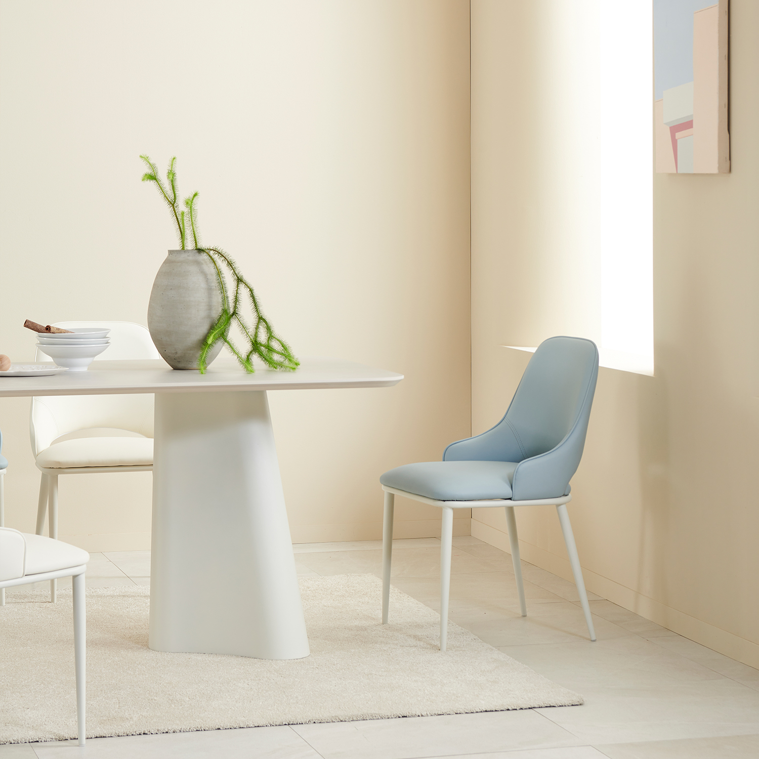 화이트식탁테이블 대형 카페 디자인 세라믹식탁 스피덴 1600mm, 미스트그레이