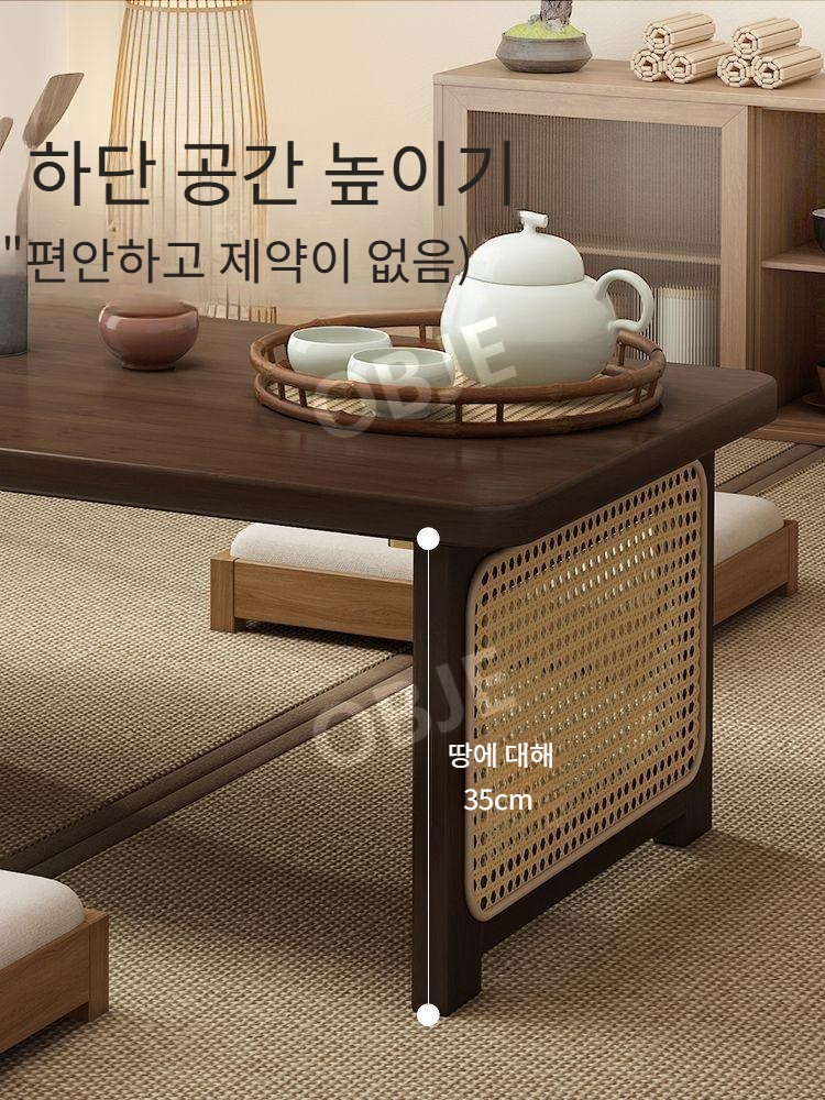 오브제 접이식 차탁 티테이블 라탄 좌식 탁자 - 상세 이미지 3