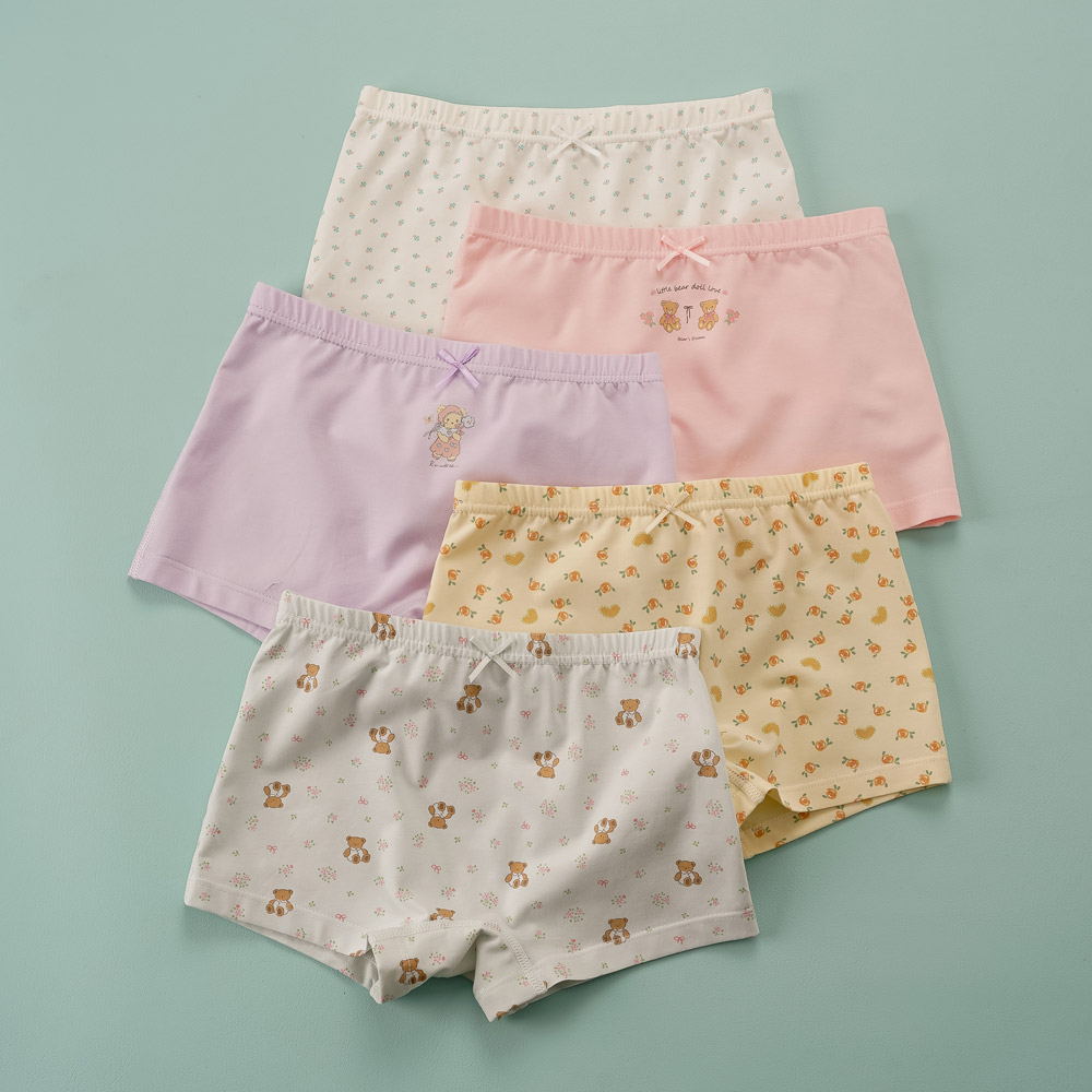 [빌도르] 곰인형 5매 여아 드로즈 사각 아동 키즈 어린이 팬티 세트
