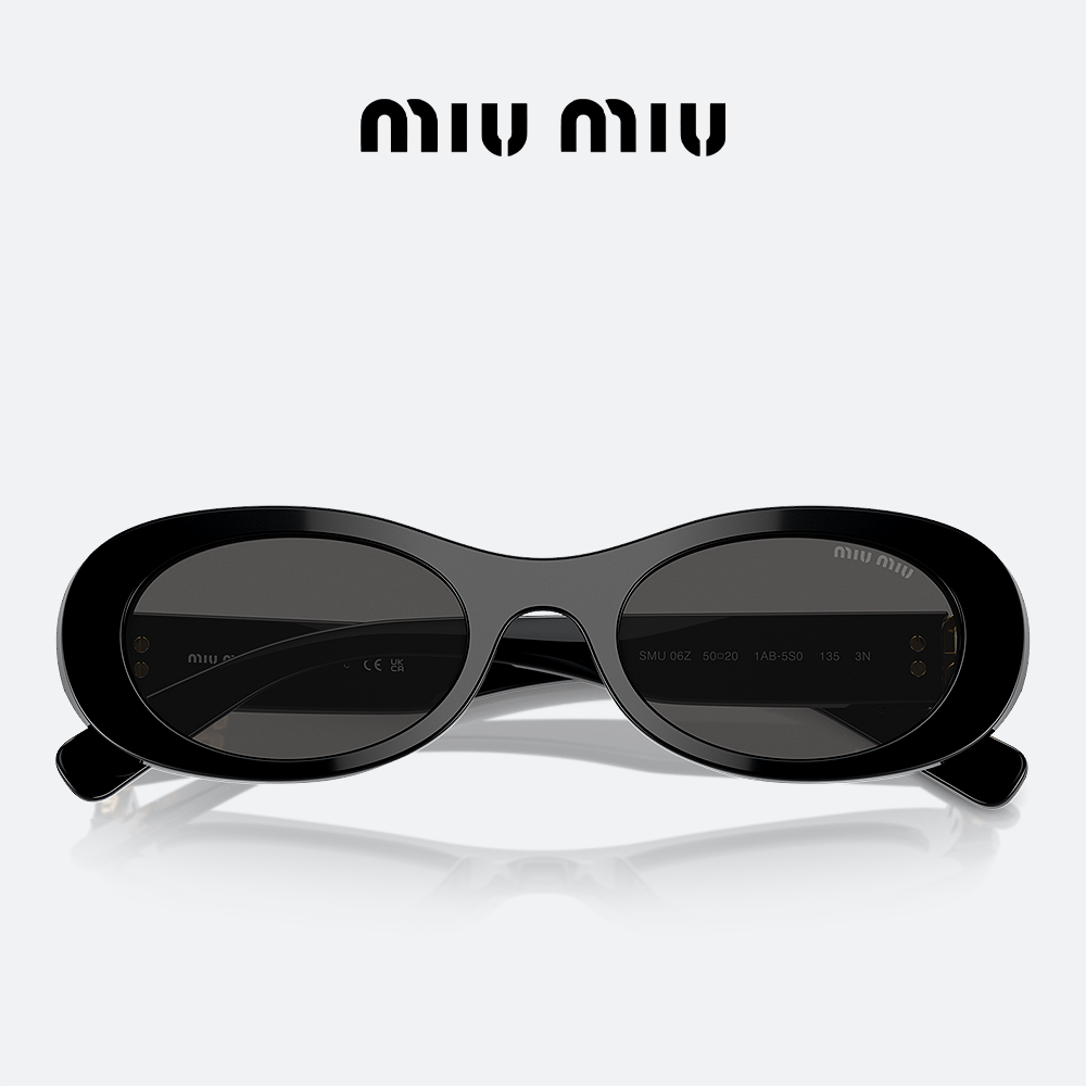 미우미우 선글라스 MIUMIU MU06ZS 1AB5S0 블랙 오벌 뿔테 - 상세 이미지 3