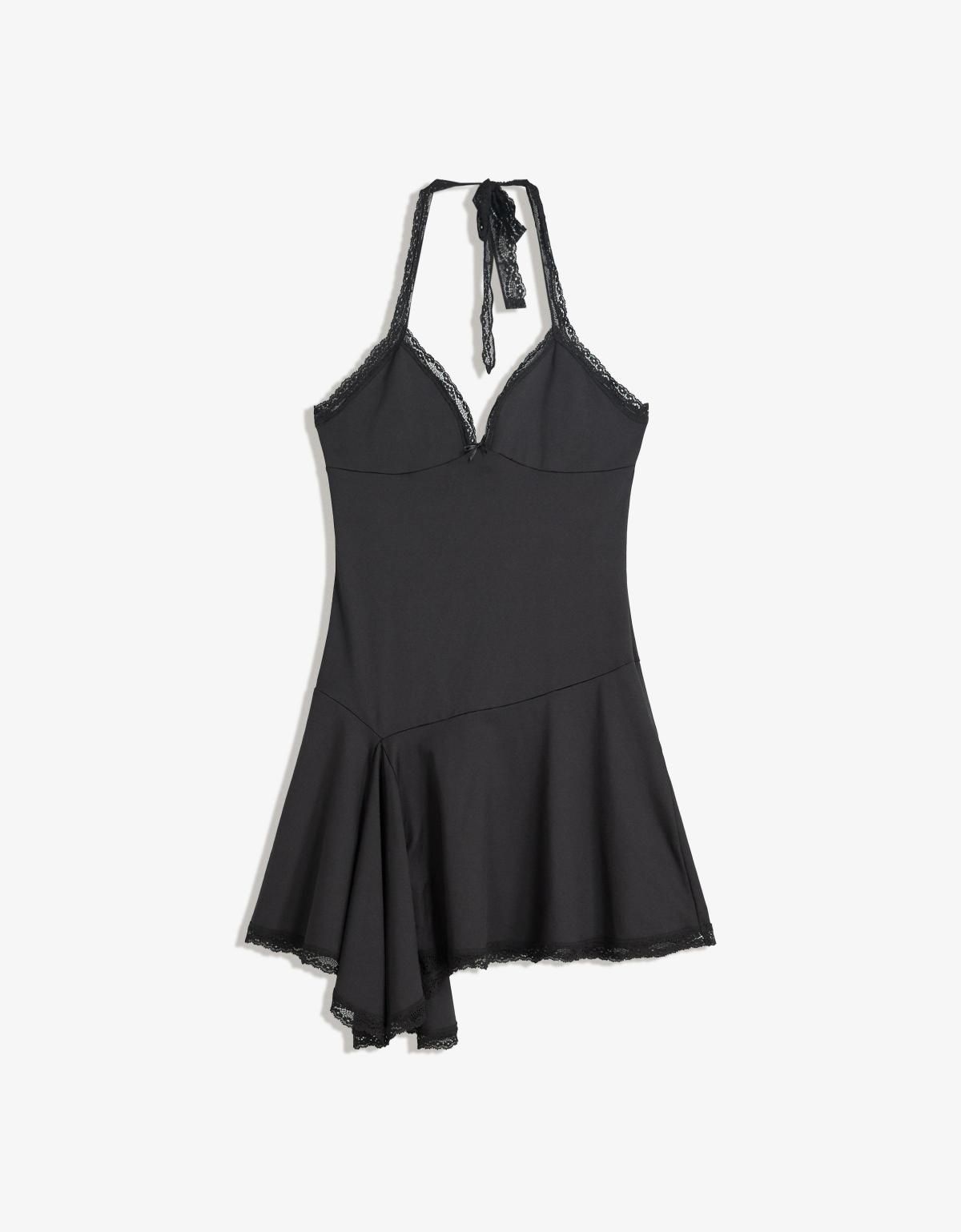 버쉬카 스트랩 레이스 미니 원피스 5758/360 BLACK - 상품 이미지