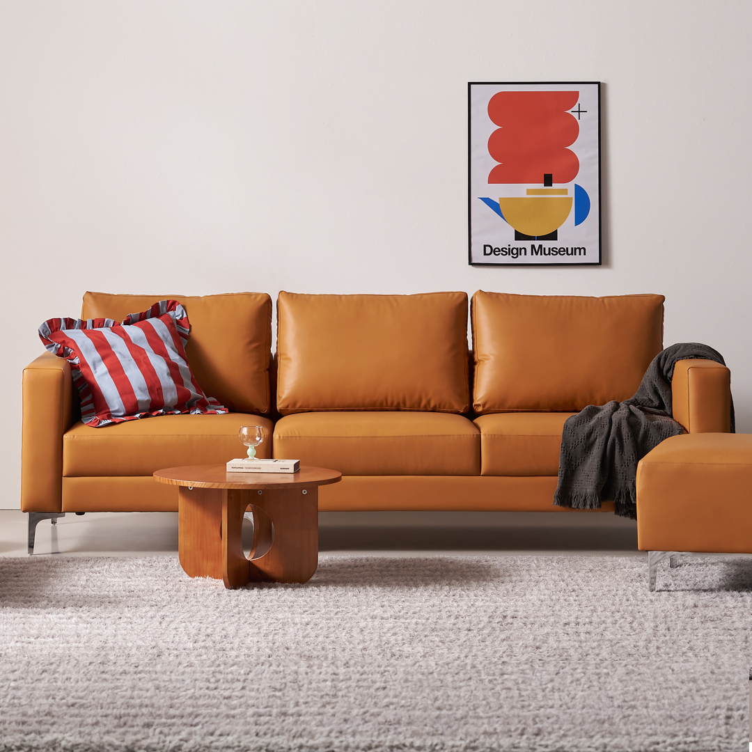 [수오]데이 포켓스프링 에어홀 실리콘 가죽 소파 4인용