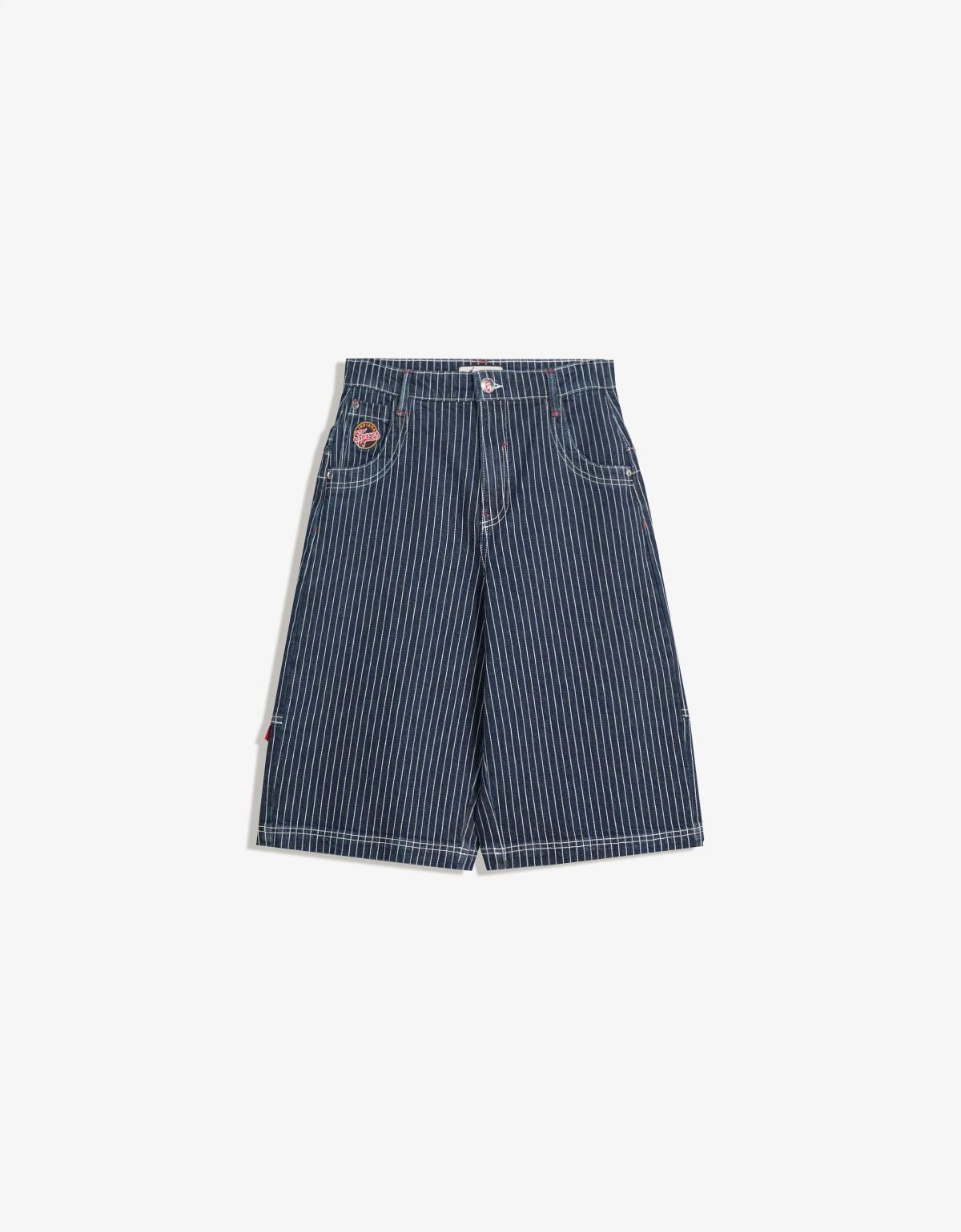 버쉬카 스트라이프 데님 스케이터 버뮤다 쇼츠 8311/335 NAVY - 메인 이미지