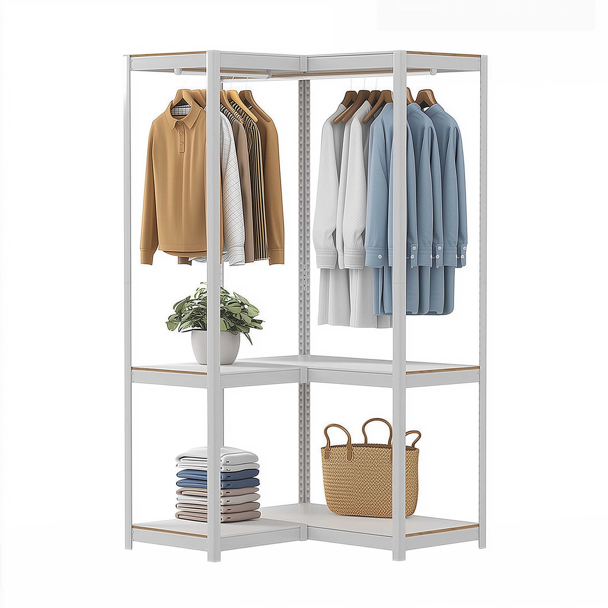 시스템행거 무볼트 조립식 드레스룸 옷장 홈던트하우스 코너장 행거 100010005001950 3단 1행거