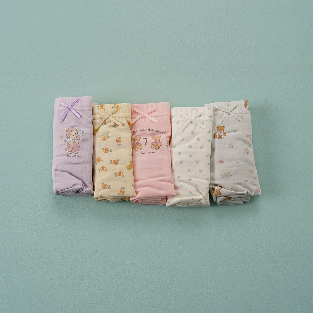 [빌도르] 곰인형 5매 여아 드로즈 사각 아동 키즈 어린이 팬티 세트