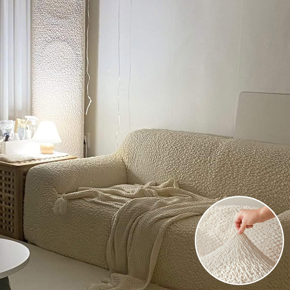 올핏 사이즈 고민NO 고탄력 만능 스판 쇼파커버 덮개 카우치 겨울 아이보리 1 2인용