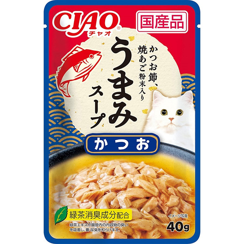 일본 가다랑어 이나바 펫푸드 CIAO 챠오 감칠맛 스프 파우치 40g IC-352 고양이사료 - 상품 이미지