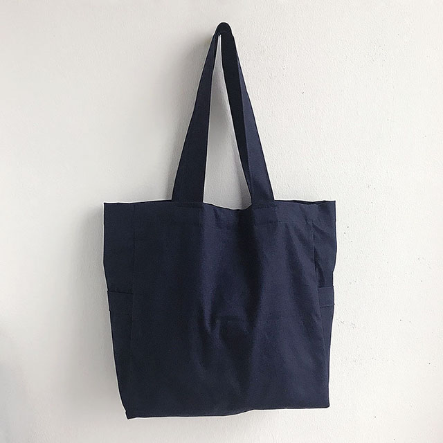 보부상에코백 무지캔버스백 포켓 숄더백 마카롱에코백 네이비