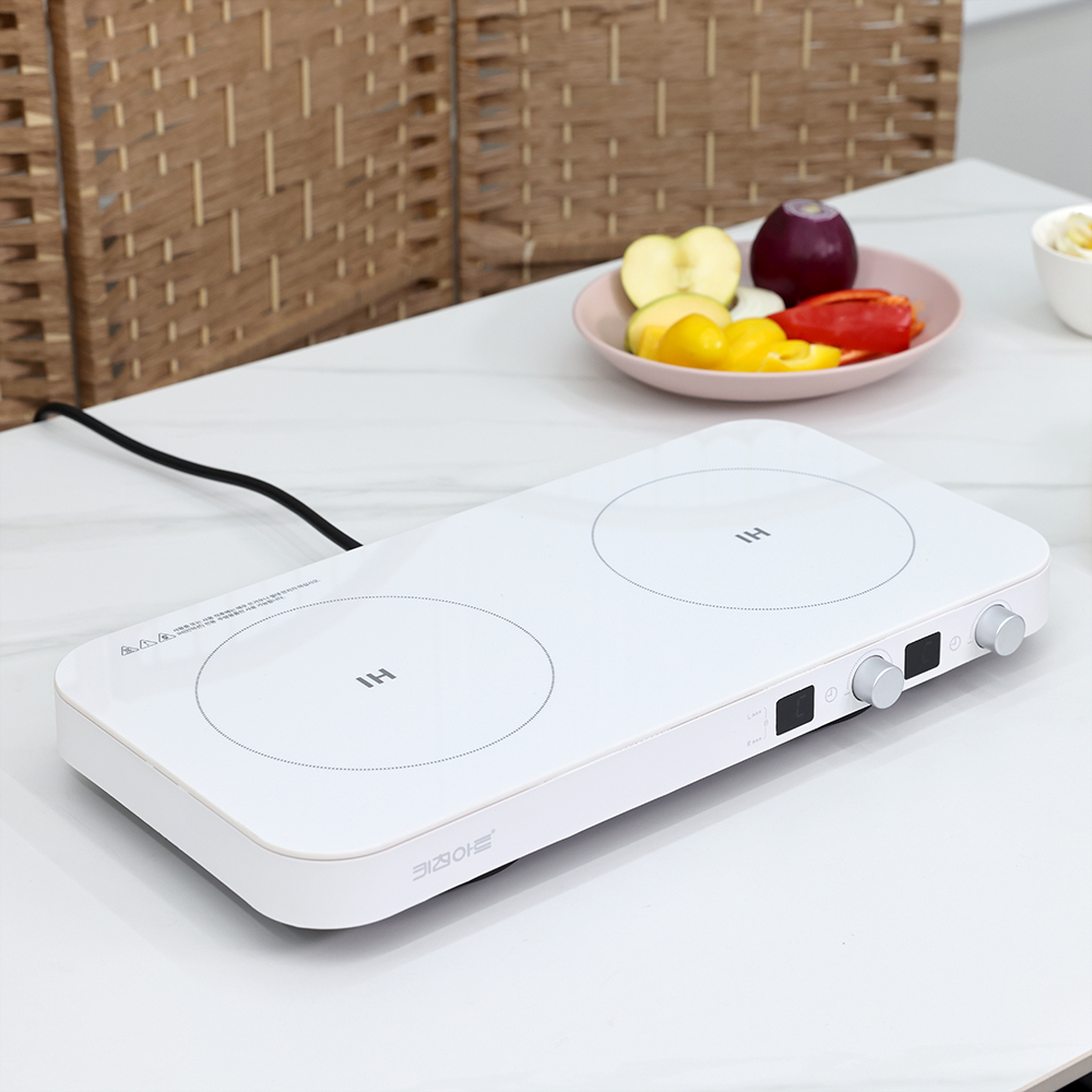 키친아트 2구 인덕션 전기 레인지 프리스탠딩 이동식 화이트