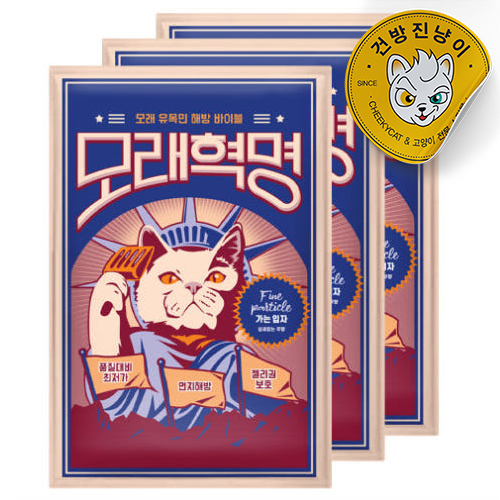 모래혁명 먼지없는 고양이 모래 가는입자(무향), 6kg, 3개