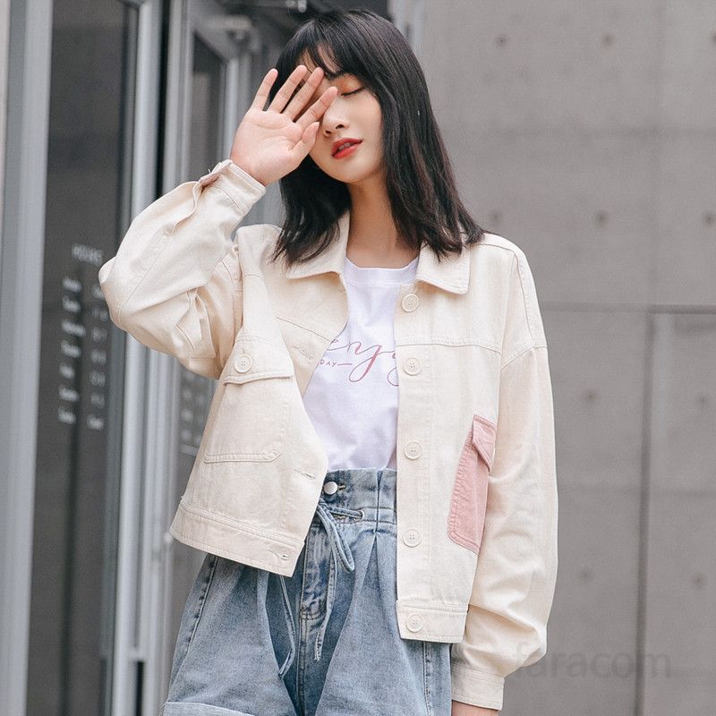 여성 가을 루즈핏 숏코트 간절기 컬러매칭 자켓 스타일리시한 데일리 재킷 모던한 디자인 편안한 착용감 트렌디한 아우터 - 상세 이미지 5
