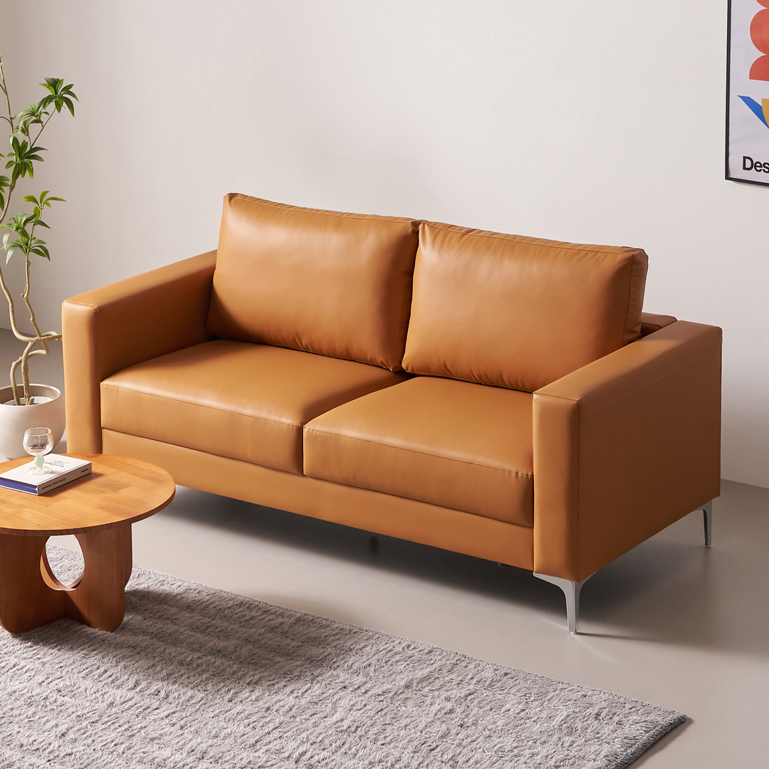 [수오]데이 포켓스프링 에어홀 실리콘 가죽 소파 3인용