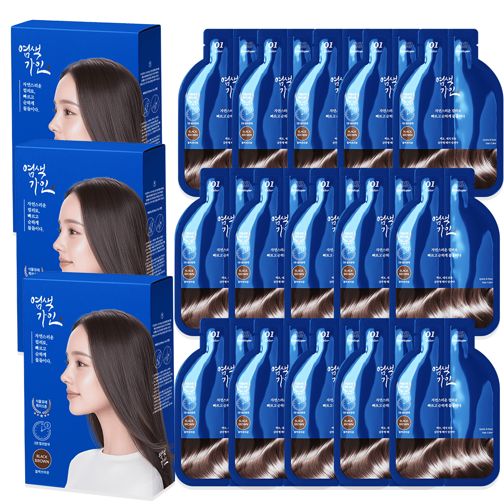 염색가인 샴푸형 3분 새치 셀프 저자극 간편 염색약 30g 15회 30회