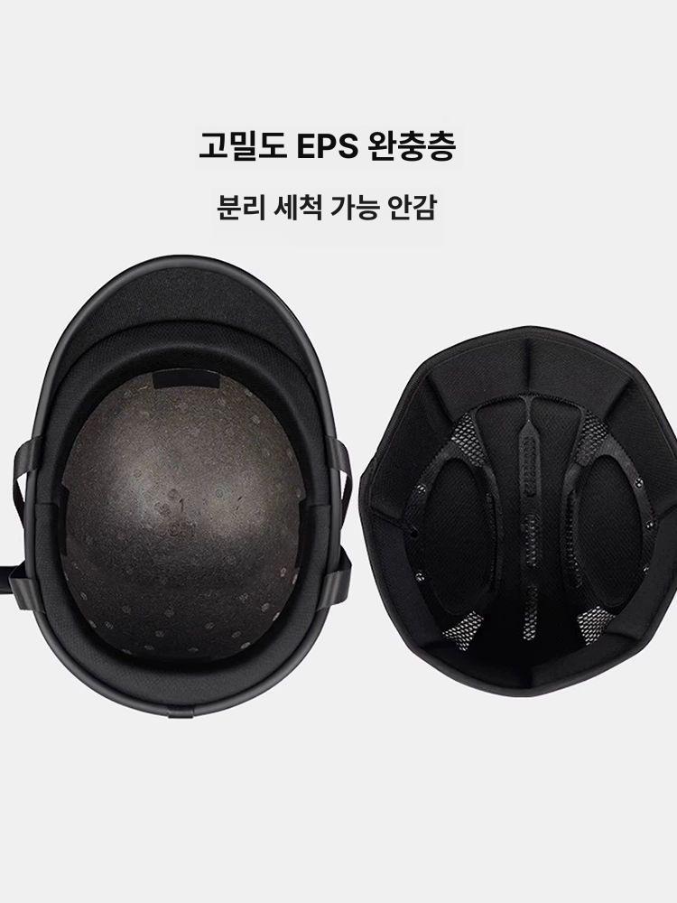 헬멧 하이바 카본 화이버 레트로 오토바이 스쿠터 하프 반모 여름 모터사이클 탄소섬유3K-광택블랙 M - 상세 이미지 4