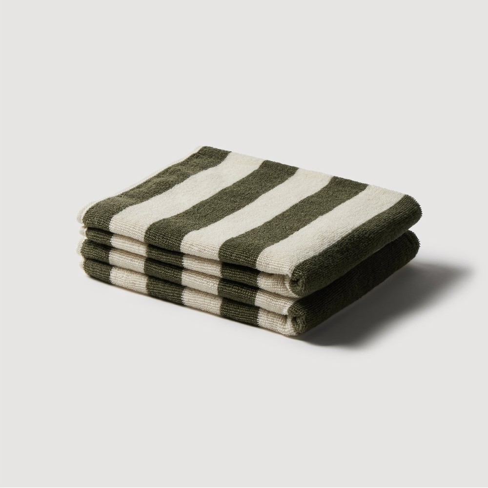 [JAJU/자주] 스트라이프 코튼 세면타월_40X80cm 2개_카키 - 상세 이미지 5