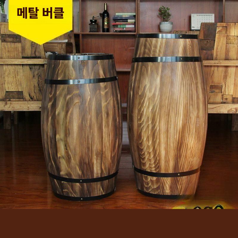 우드 오크통 와인통 결혼식 장식 술통 술보관용기 화분 다크 60 cm - 상세 이미지 4