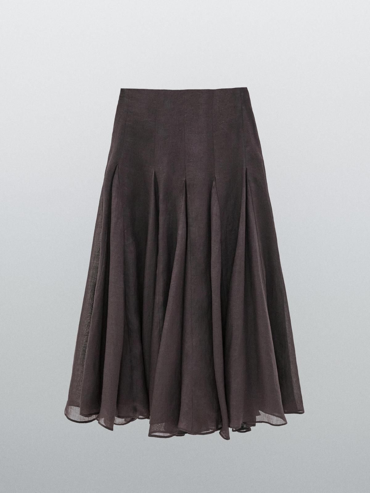 마시모두띠 프리미엄 라미 고데 미디 스커트 9349/952 LILAC - 메인 이미지