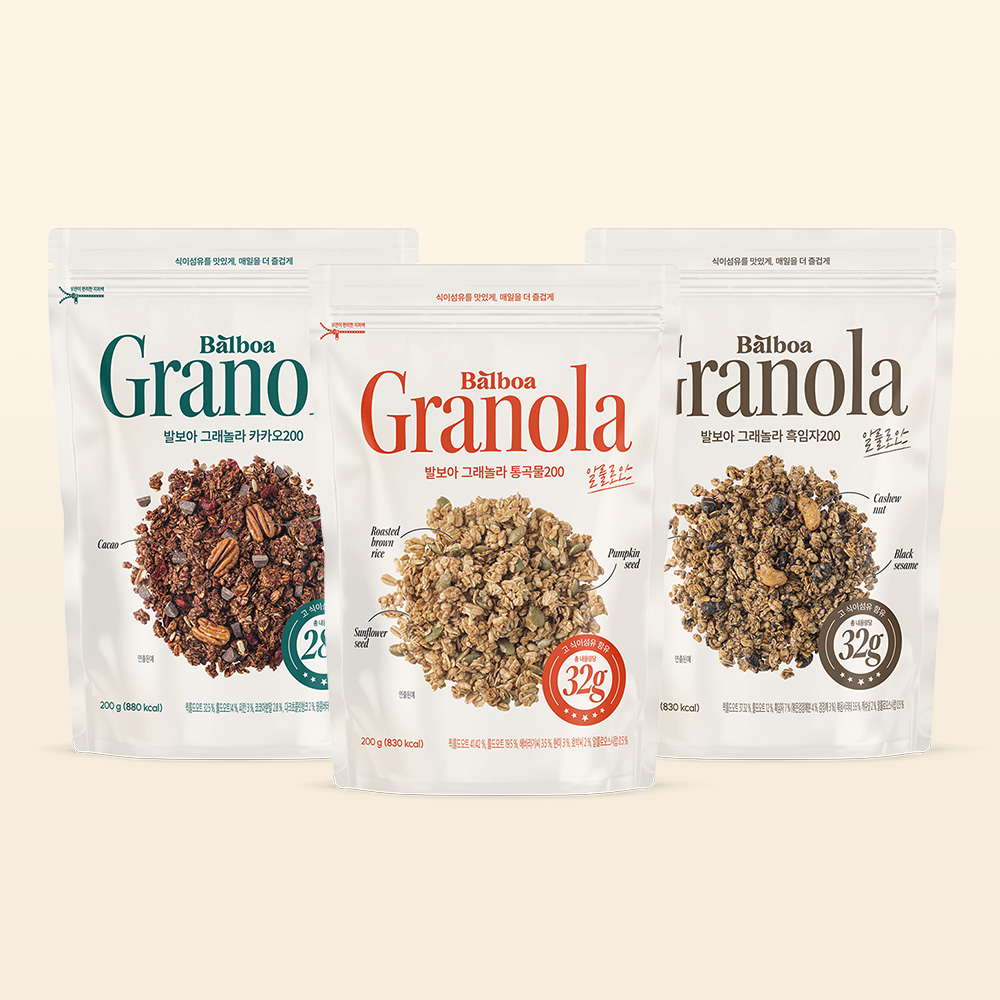 발보아 그래놀라 시리얼 200g 통곡물 카카오 흑임자