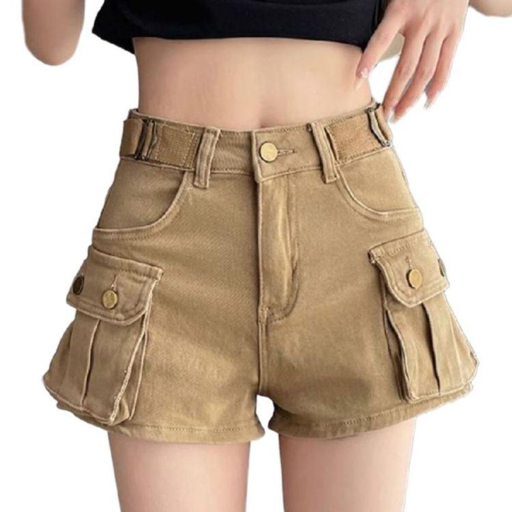여성 반바지 카고 포켓 쇼츠 핫팬츠 팬츠 여름 베이지 XS - 상품 이미지