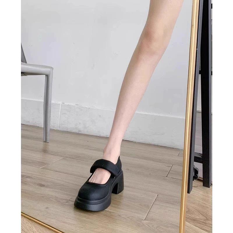 발레코어운동화 굽있는 발레리나 스니커즈 키높이 핑크레드 - 상세 이미지 4