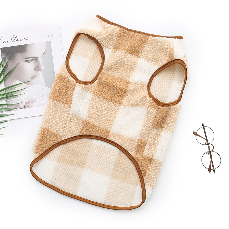 위드레오 강아지 겨울 조끼 대형견 옷 후리스 중형견옷 체크, 핑크, S