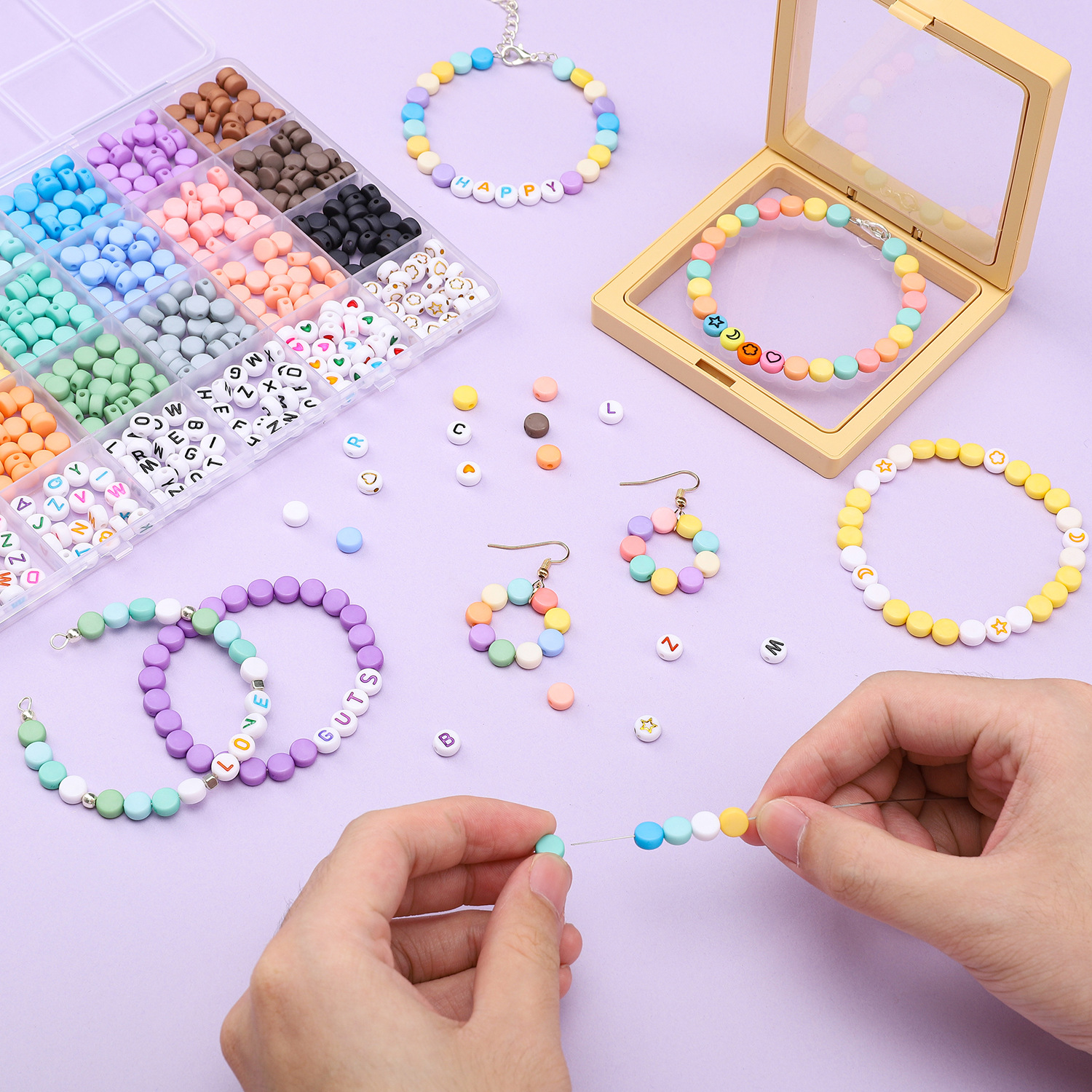 [알록달록] 애니윙 컬러 비즈 알파벳 DIY 팔찌 만들기 세트 이미지 6