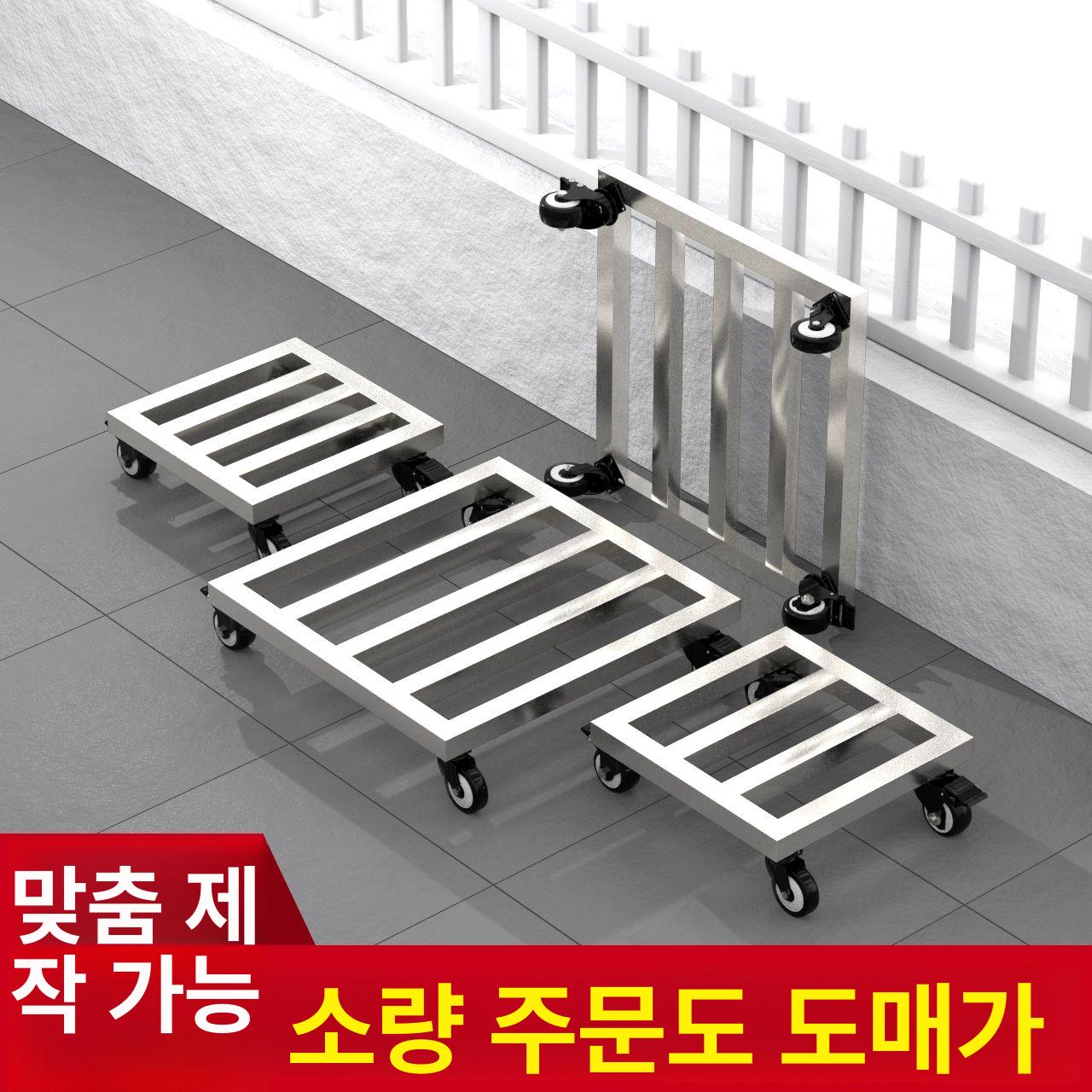 사각 화분 이동식 이동선반 카페 편백나무 물받침 30cmx50cm 강화 금다이아 바퀴 - 상세 이미지 2