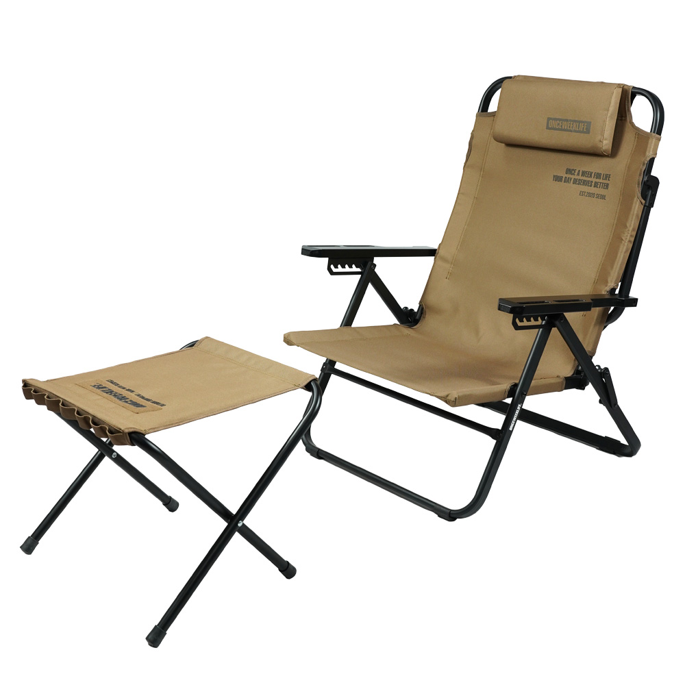 원스위크라이프 캠핑 접이식 폴딩 풀 리클라이너 침대 베드 체어 베이지