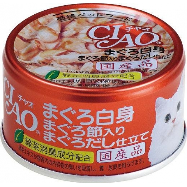 일본 참치 흰살 참치 절임 다랑어 스프 이나바 펫푸드 CIAO 챠오 캔 85g A-87 고양이사료 - 상품 이미지