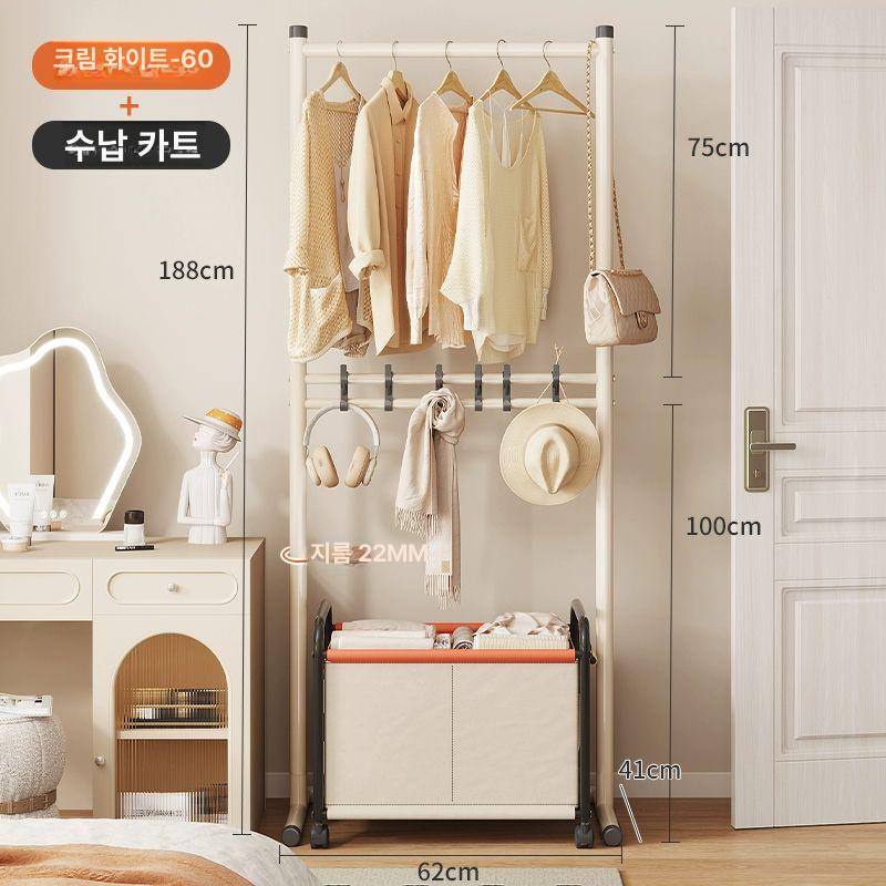 양면행거 옷가게 의류매장 이동식 실버볼 디스플레이 크림화이트 60cm 두꺼운 22파이 - 상세 이미지 4