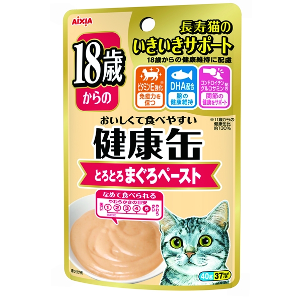 일본 진한 참치 페이스트 18세 이상용 아이시아 건강 캔 파우치 40g 고양이사료 - 메인 이미지