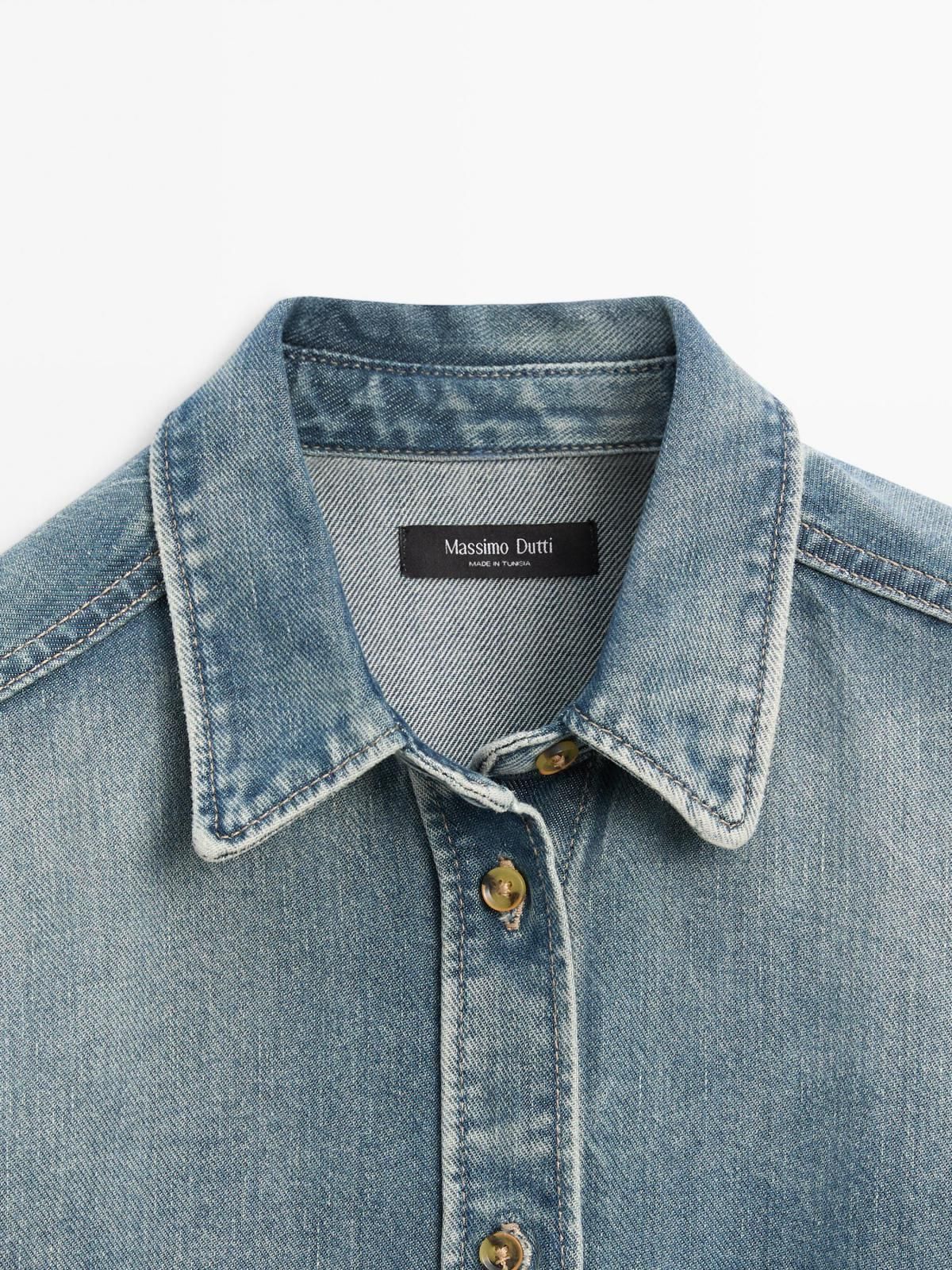 마시모두띠 오버핏 와이드 포켓 데님 셔츠 5128/628 LIGHT BLUE - 상세 이미지 4
