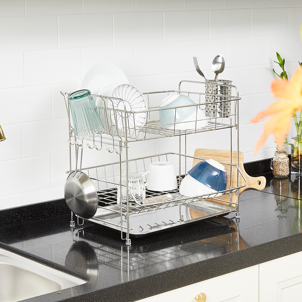 할메이드 디럭스 싱크대 주방 스텐 그릇 선반 식기건조대 2단 대형