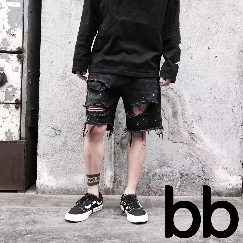 남자청반바지 데님 여름 찢 연 버뮤다팬츠 쇼츠 워싱 데님반바지 루즈핏 데일리 블루 S - 상세 이미지 2