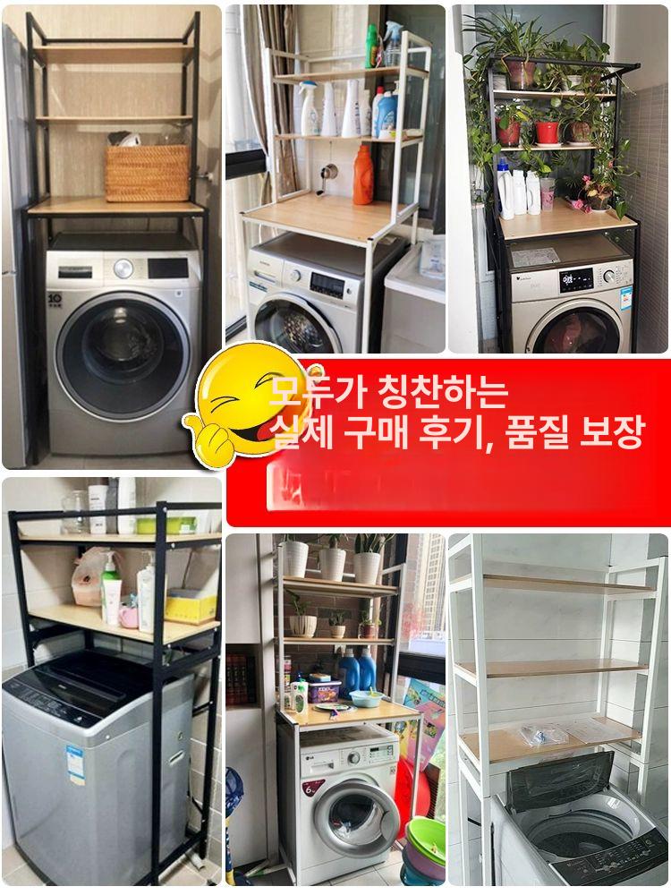 밥솥 수납 다이 주방 틈새 정리대 선반 오븐 레인지 두꺼운 롤 1층 갈색 오크+블랙 프레임 - 상세 이미지 5