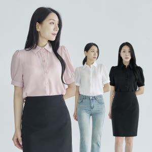 여자셔츠 카라셔츠 기본블라우스 반팔 [퍼프] 착용 후기 | 사이즈/핏 총정리 - 상품 이미지 3