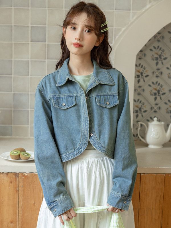 여성 데님 셔츠 재킷 루즈핏 캐주얼 자켓 가을용 데일리 스타일 편안한 착용감 모던한 디자인 데님 코디 청자켓 - 상세 이미지 2