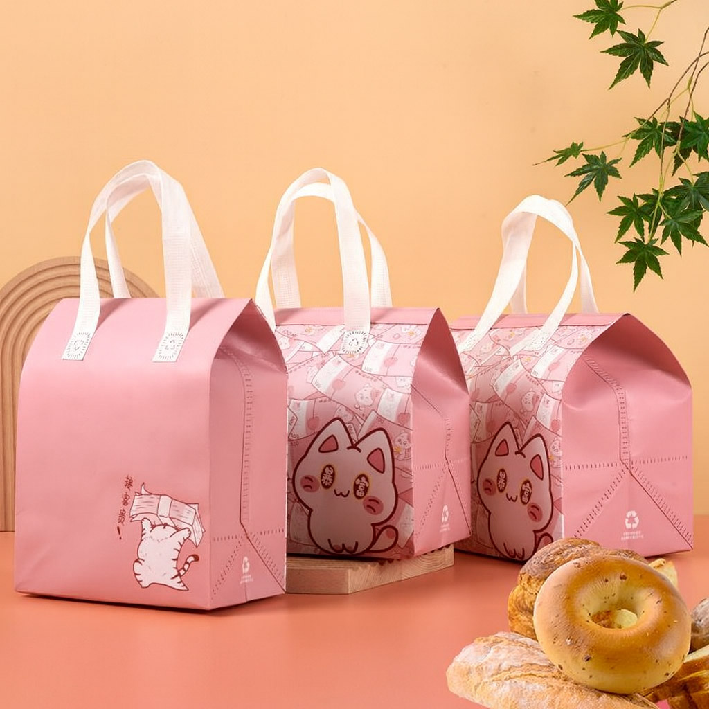 고양이 테이크아웃 보냉백 싱글 소 중 택1 일회용 은박 점심도시락 보온쿨러백 런치 캠핑