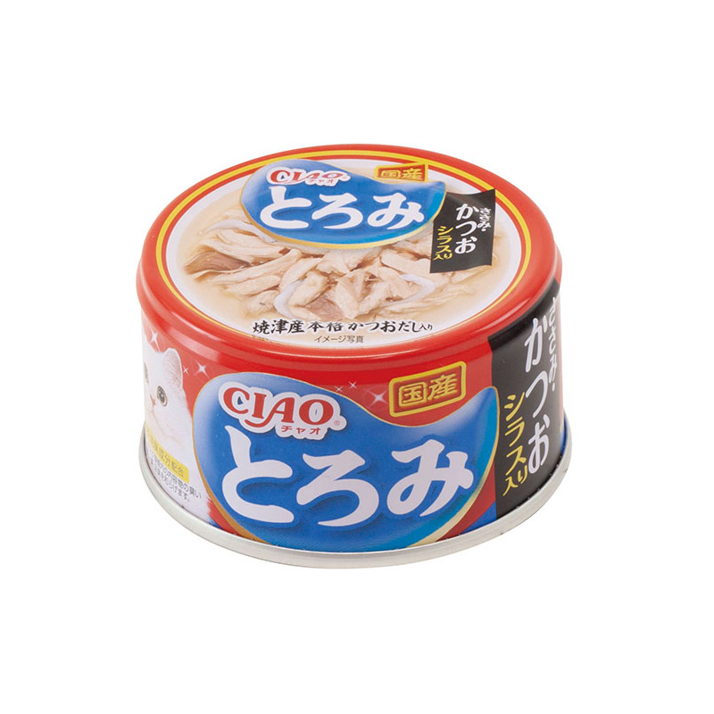 일본 닭가슴살 가다랑어 시럽 함유 이나바 펫푸드 CIAO 챠오 토로미 캔 80g A-45 고양이사료 - 상품 이미지