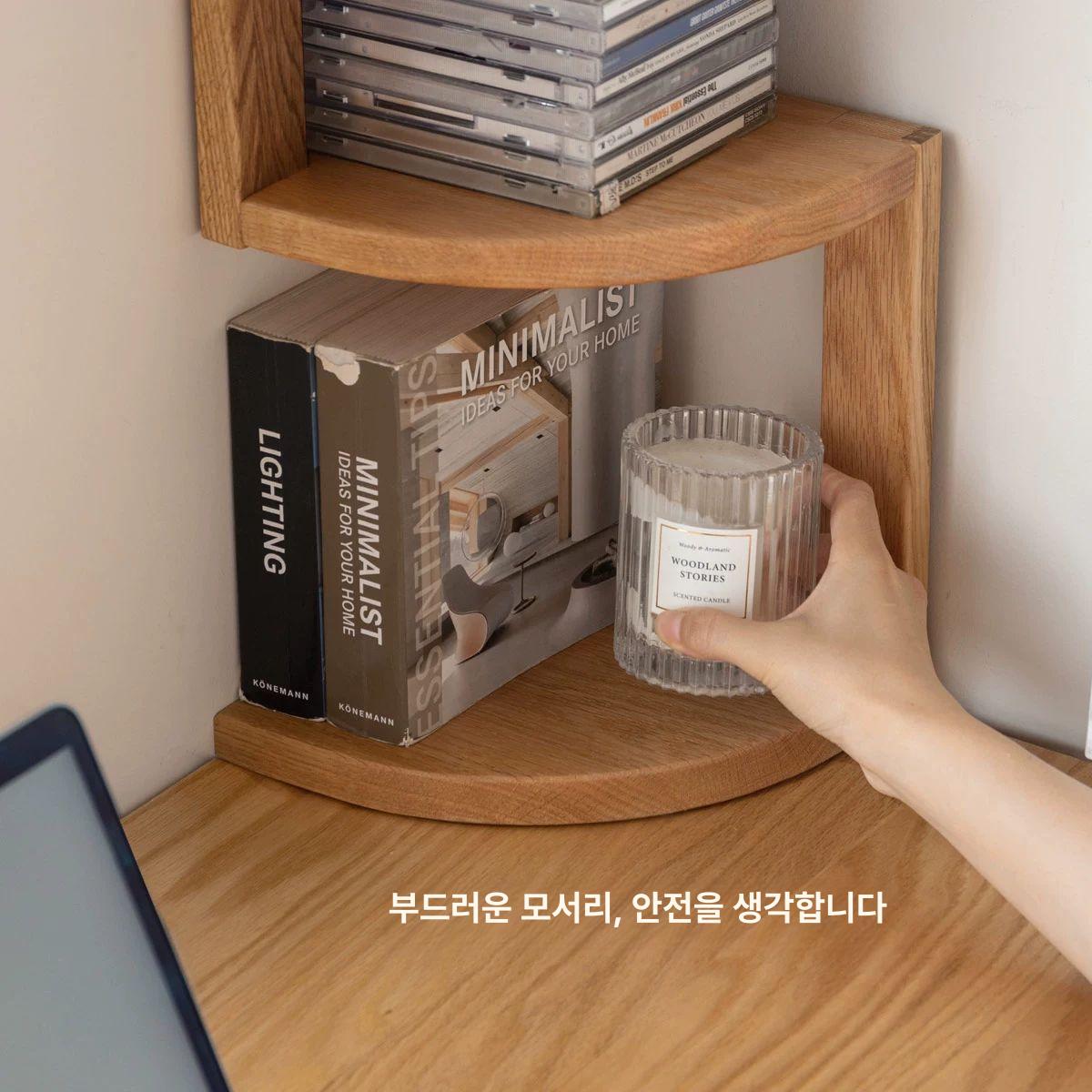 원목 거실 코너 벽선반 선반장 삼각대 인테리어 책장 0.2m 200x200x680mm A - 상세 이미지 5