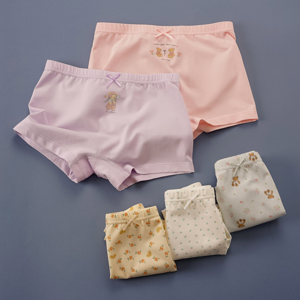 [빌도르] 곰인형 5매 여아 드로즈 사각 아동 키즈 어린이 팬티 세트