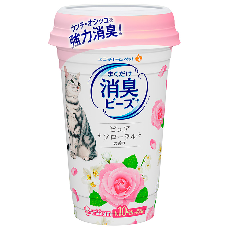 일본 유니참 고양이 화장실 탈취 비즈 퓨어 플로럴 향 450ml - 상품 이미지