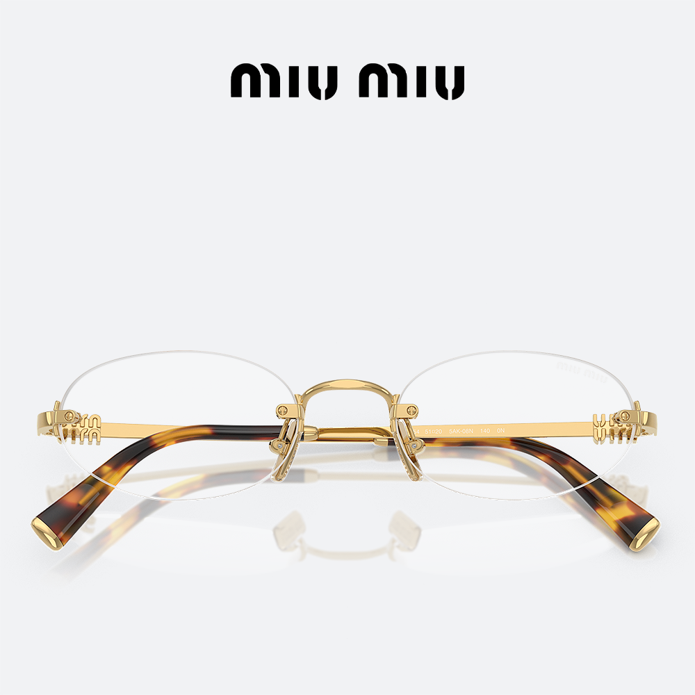 미우미우 로고 안경 MIUMIU MUA54S 5AK08N 골드 메탈 무테 - 상세 이미지 3